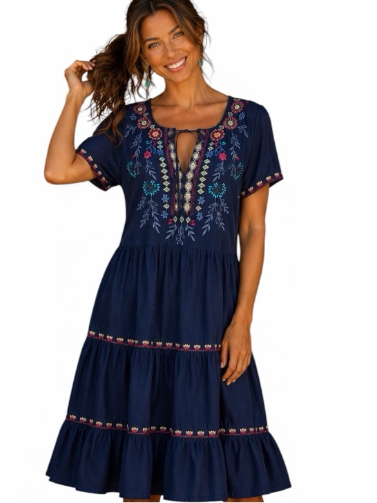Johnny Was Heavily Embroidered Sicilia Tiered Dress Nwt